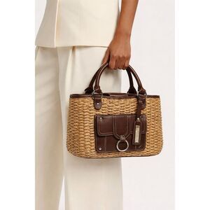 American Living Straw and Leather Lined Handbag